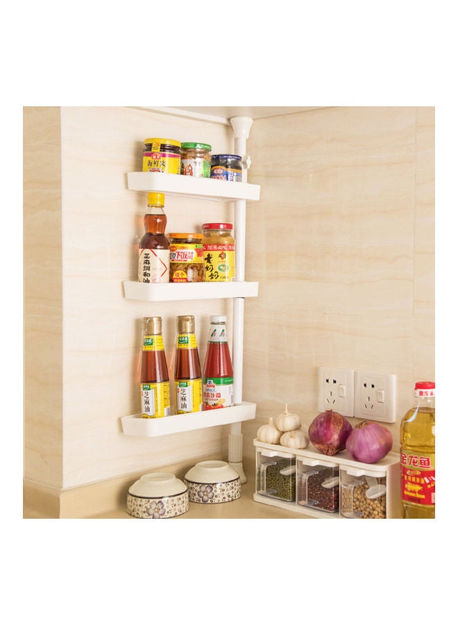 Nail-free Kitchen Shelf Telescopic Rotating Seasoning Storage Rack Wall Holder Organizer white 68*68*68cm - Image 4