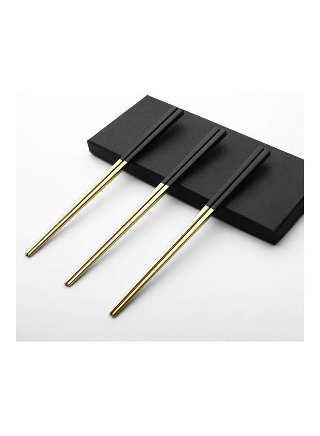 1 Pair 304 Stainless Steel Chopsticks Exquisite Cutlery for Hotel Wedding Home Use Anti-Slippery Black gold 23*23*23cm - Image 1