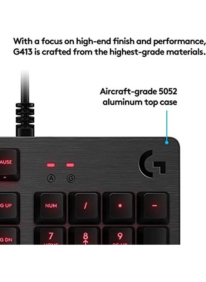Generic - Logitech G413 Backlit Mechanical Gaming Keyboard with USB Passthrough - Carbon - Image 1