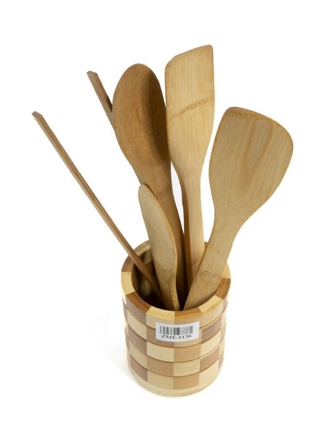 Wooden Cooking Spoon ( set of 7 ) Brown 0cm - Image 4