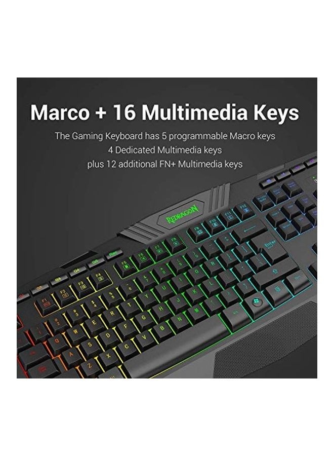 REDRAGON - Gaming Keyboard Mouse Combo Rgb Led Backlit Wired With Macro & Multimedia Keys, 8 Buttons Rgb Backlit Mouse For Windows Computer Gamers - Image 1