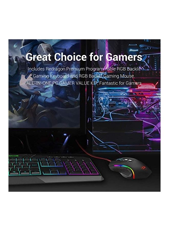 REDRAGON - Gaming Keyboard Mouse Combo Rgb Led Backlit Wired With Macro & Multimedia Keys, 8 Buttons Rgb Backlit Mouse For Windows Computer Gamers - Image 1