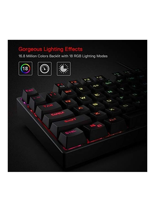 REDRAGON - Surara Rgb Led Backlit Mechanical Gaming Keyboard With 104 Keys-linear And Quiet-red Switches - wired - Image 1