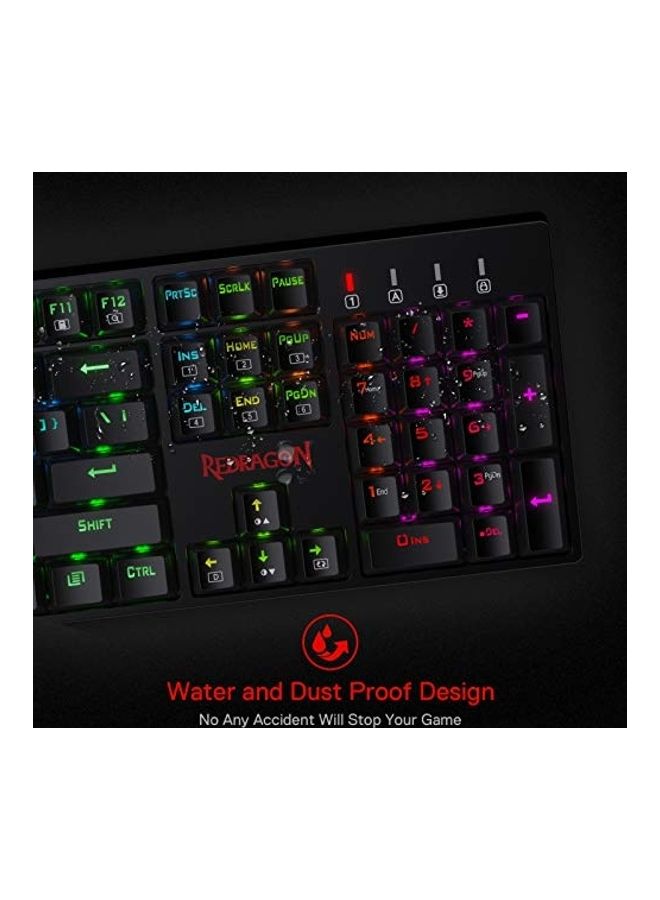 REDRAGON - Surara Rgb Led Backlit Mechanical Gaming Keyboard With 104 Keys-linear And Quiet-red Switches - wired - Image 1