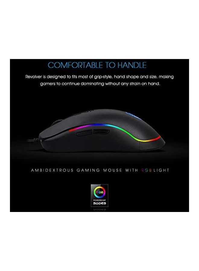 Sades Sades Revolver Gaming Mouse Wired, Optical Sensor, Chroma Rgb Lighting With 9 Programmable Buttons, Ambidextrous Design, Comfortable Grip Ergonomic Pc Computer Gaming Mice  - Image 2
