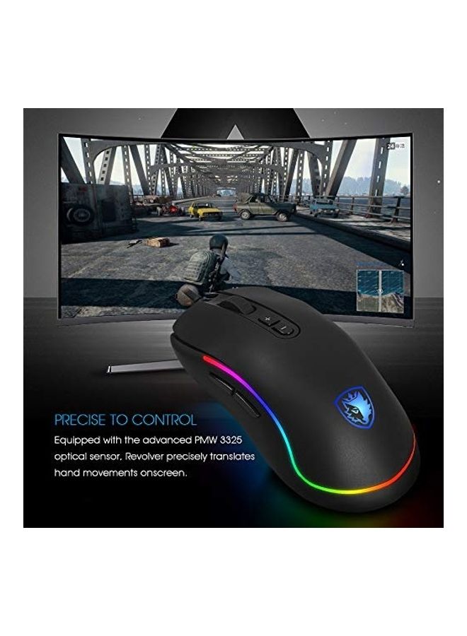 Sades Sades Revolver Gaming Mouse Wired, Optical Sensor, Chroma Rgb Lighting With 9 Programmable Buttons, Ambidextrous Design, Comfortable Grip Ergonomic Pc Computer Gaming Mice  - Image 4