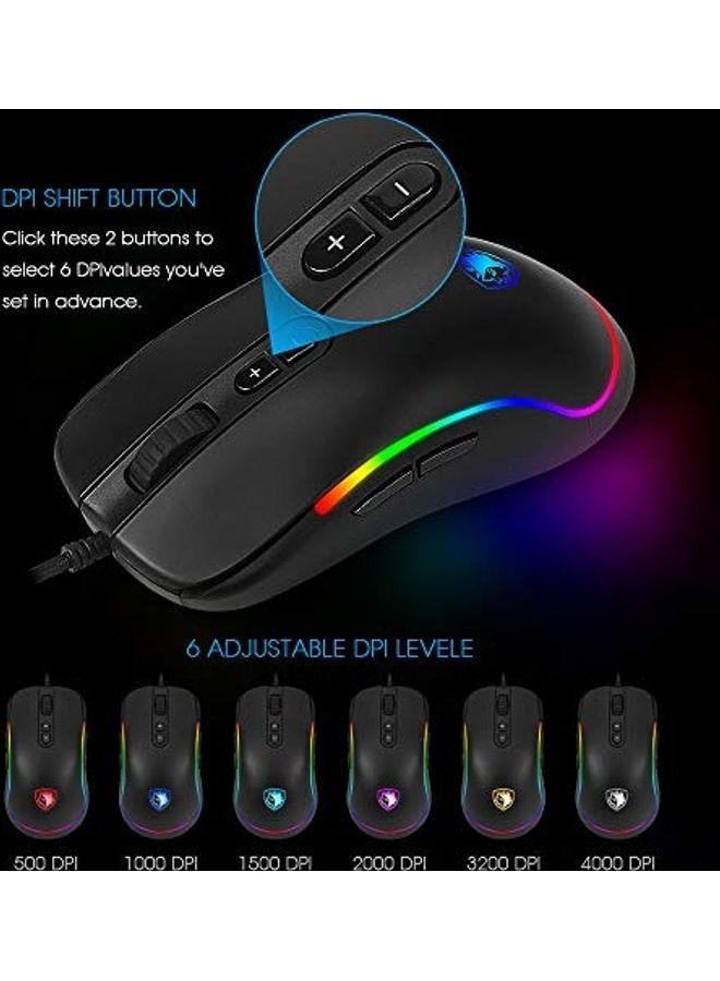 Sades Sades Revolver Gaming Mouse Wired, Optical Sensor, Chroma Rgb Lighting With 9 Programmable Buttons, Ambidextrous Design, Comfortable Grip Ergonomic Pc Computer Gaming Mice  - Image 5