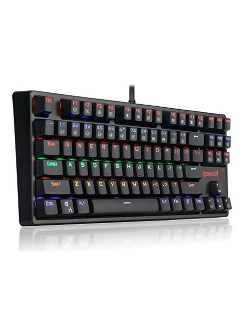 K576R DAKSA Mechanical Gaming Keyboard Wired USB LED Rainbow Backlit Compact Mechanical Gamers Keyboard 87 Keys for PC Computer Laptop Cherry Blue Switches Equivalent (Black)