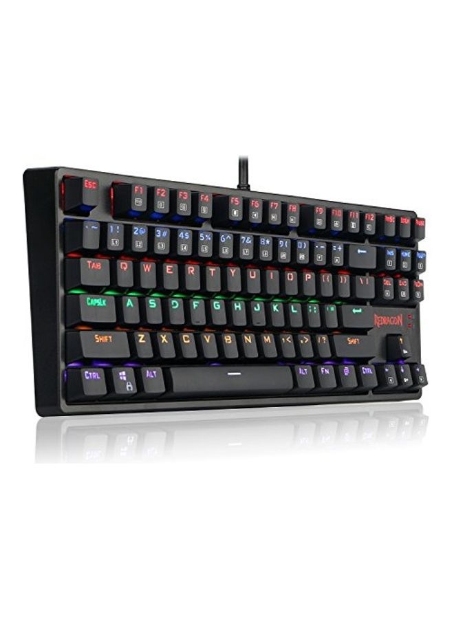REDRAGON - K576R DAKSA Mechanical Gaming Keyboard Wired USB LED Rainbow Backlit Compact Mechanical Gamers Keyboard 87 Keys for PC Computer Laptop Cherry Blue Switches Equivalent (Black) - Image 1