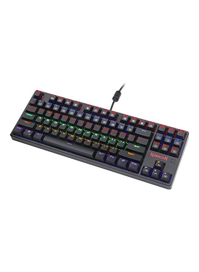 REDRAGON - K576R DAKSA Mechanical Gaming Keyboard Wired USB LED Rainbow Backlit Compact Mechanical Gamers Keyboard 87 Keys for PC Computer Laptop Cherry Blue Switches Equivalent (Black) - Image 1