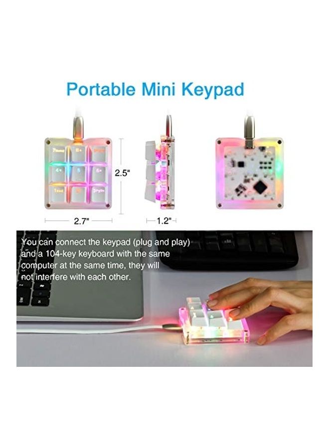 Koolertron - One Handed Macro Mechanical Keyboard, Rgb Led Backlit Portable Mini One-handed Mechanical Gaming Keypad Osu Keyboard 9 Fully Programmable Keys Red Switches - Image 1