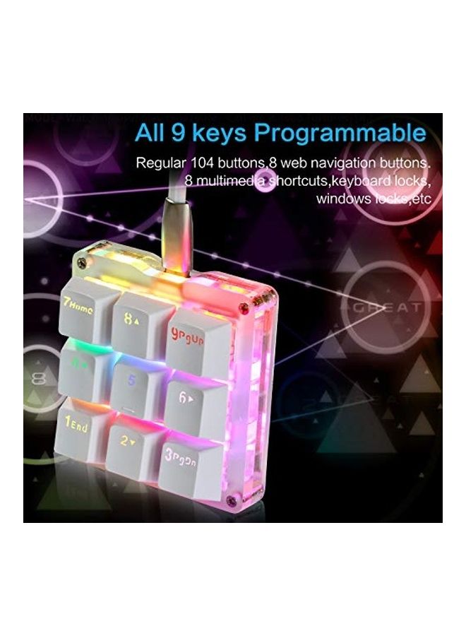 Koolertron - One Handed Macro Mechanical Keyboard, Rgb Led Backlit Portable Mini One-handed Mechanical Gaming Keypad Osu Keyboard 9 Fully Programmable Keys Red Switches - Image 1