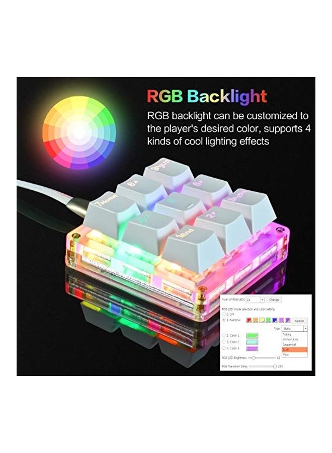 Koolertron - One Handed Macro Mechanical Keyboard, Rgb Led Backlit Portable Mini One-handed Mechanical Gaming Keypad Osu Keyboard 9 Fully Programmable Keys Red Switches - Image 1
