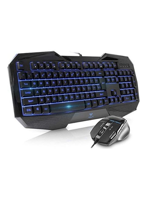 Gaming Keyboard And Mouse Combo,Led 104 Keys Usb Ergonomic Wrist Rest Computer Keyboard Usb Wired For Windows Pc Gamers