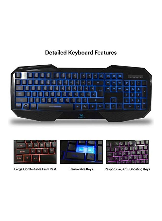 Gaming Keyboard And Mouse Combo,Led 104 Keys Usb Ergonomic Wrist Rest Computer Keyboard Usb Wired For Windows Pc Gamers
