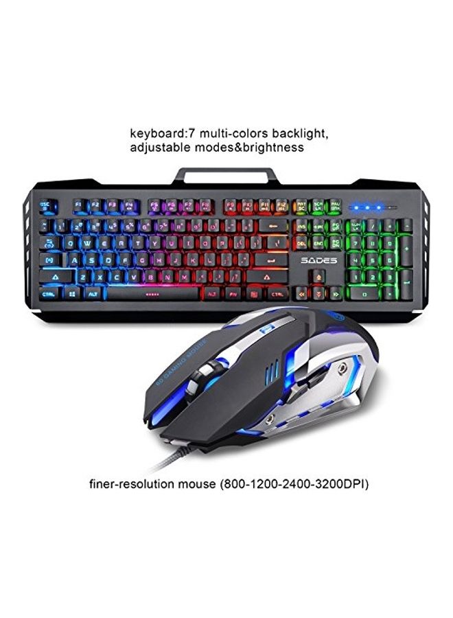 Gaming Keyboard And Mouse Combo,Sades Gaming Mouse And Keyboard,Wired Keyboard With Colorful Lights And Mouse With 4 Adjustable Dpi For Gaming For Pc