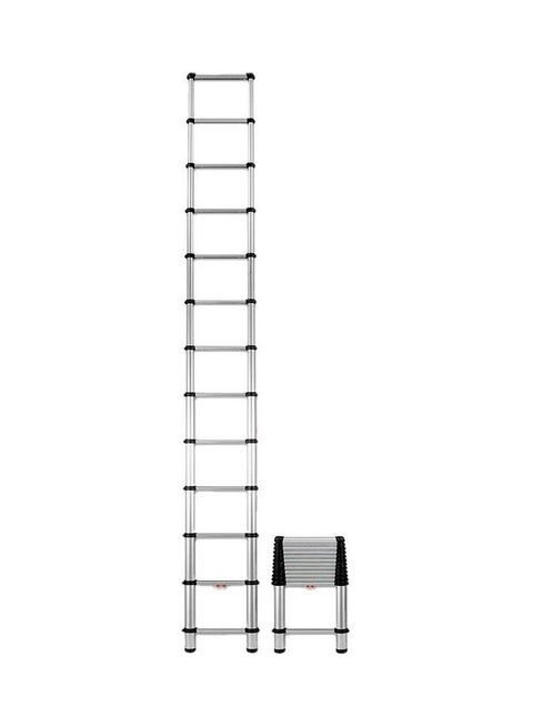 13-Step Telescopic Aluminium Floding Ladder Silver 3.2meter