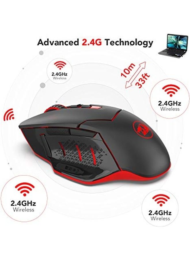 REDRAGON - Redargon M690-1 Wireless Gaming Mouse with DPI Shifting, 2 Side Buttons, 2400 DPI, Ergonomic Design, 8 Buttons-Black - Image 1