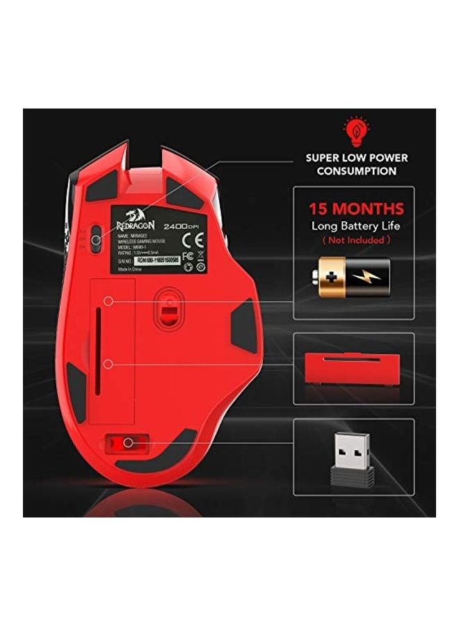 REDRAGON - Redargon M690-1 Wireless Gaming Mouse with DPI Shifting, 2 Side Buttons, 2400 DPI, Ergonomic Design, 8 Buttons-Black - Image 1