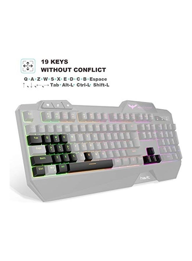 هافيت لوحة مفاتيح سلكية للألعاب مع إضاءة خلفية بألوان قوس قزح - Image 3