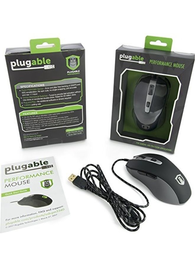 Plugable - PMW 3360 Optical Sensor Gaming Performance Mouse - wired - Image 1