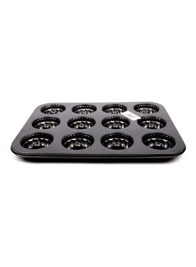 12 Cavity Non-Stick Donut Mold Baking Tray- Carbon Steel - 14” x 10.5” - 1 Piece Black 14x 10.5inch - Image 2