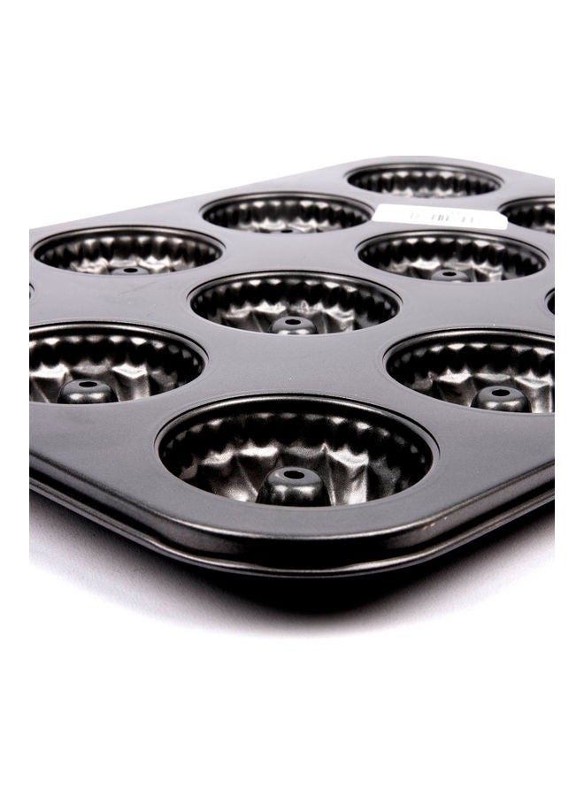 12 Cavity Non-Stick Donut Mold Baking Tray- Carbon Steel - 14” x 10.5” - 1 Piece Black 14x 10.5inch - Image 3