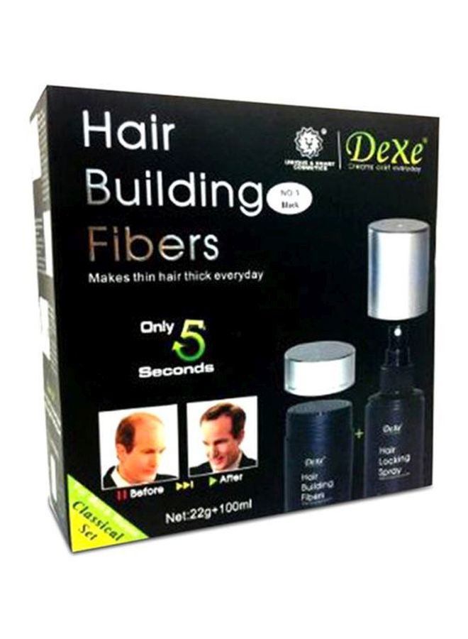 Dexe - 2-Piece Hair Building Fibers And Hair Locking Spray Set Black - Image 1