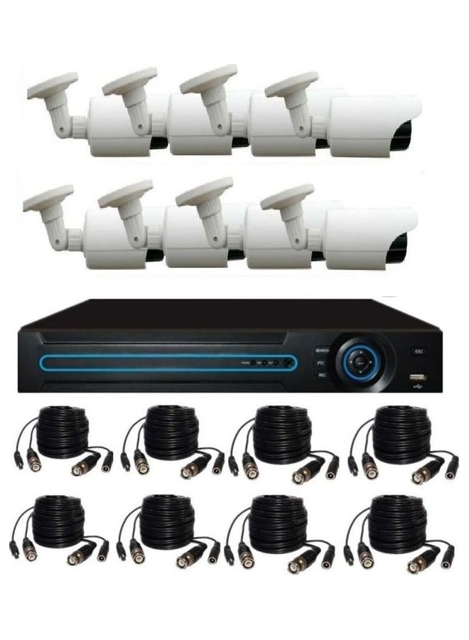 Generic 9-Piece Full HD Outdoor Bullet Camera And P2P Cloud Home Security Set 