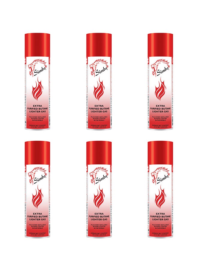 Simba 6-Piece Extra Purified Butane Lighter Gas Multicolour 250ml ...
