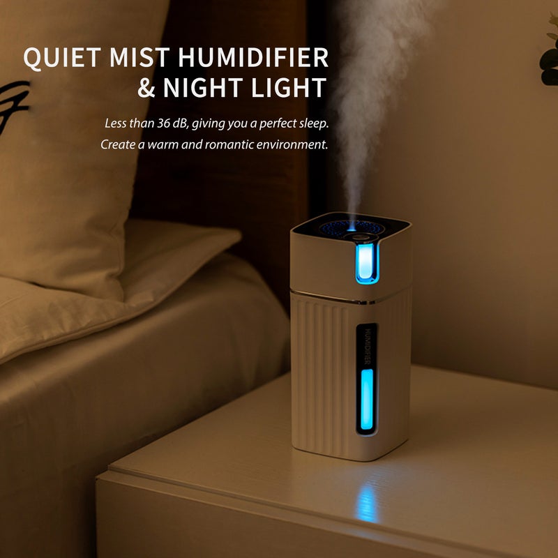 جهاز ترطيب الهواء بالرذاذ بإضاءة LED ليلية سعة 300 مل 300 مل 2 وات H34596 أبيض  - نسخة أصلية أبيض - Image 4