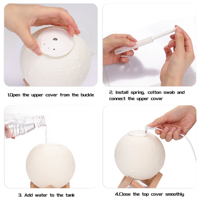 880ml 3D Moon Lamp Humidifier White/Brown