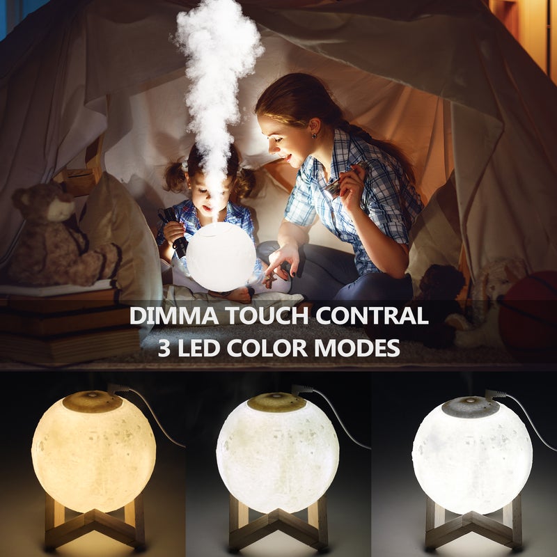 880ml 3D Moon Lamp Humidifier White/Brown