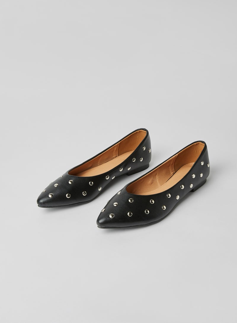 ZAHA - Trendy Synthetic Slip On Ballerinas Black - Image 1