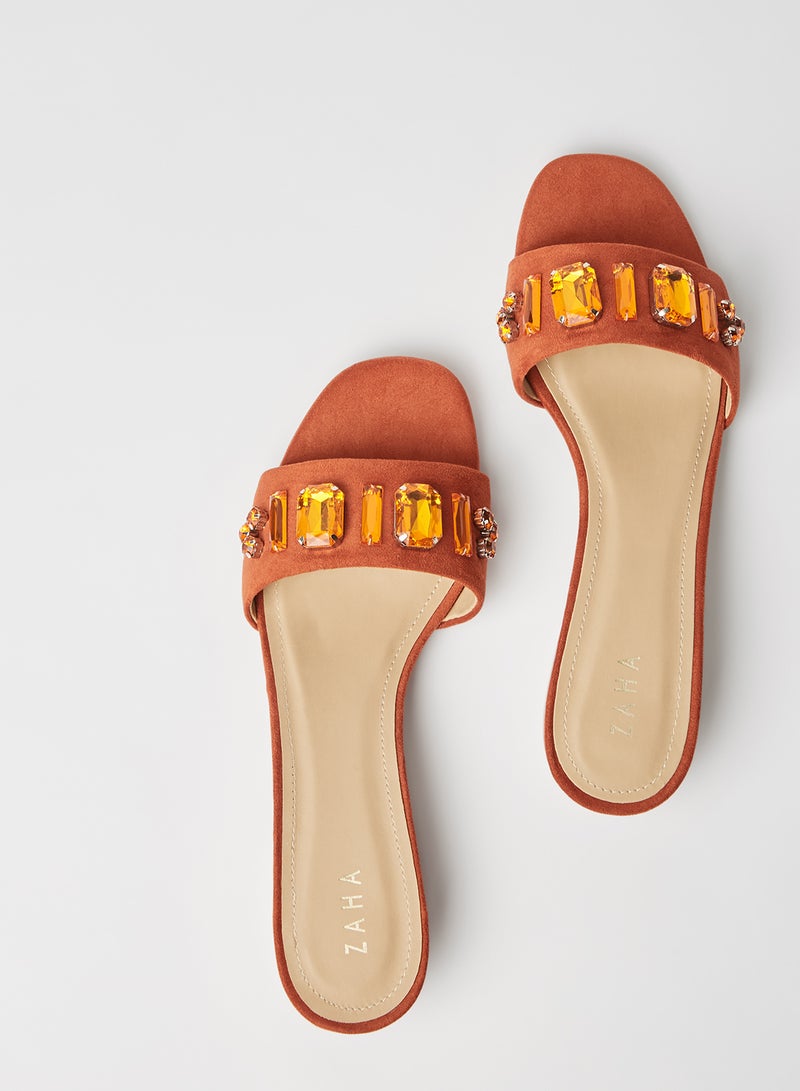 ZAHA - Dyed Slip On Dress Sandals Orange - Image 1