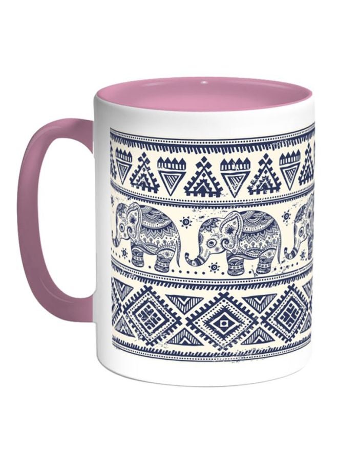 Decalac Printed Ceramic Coffee Mug White/Pink/Blue