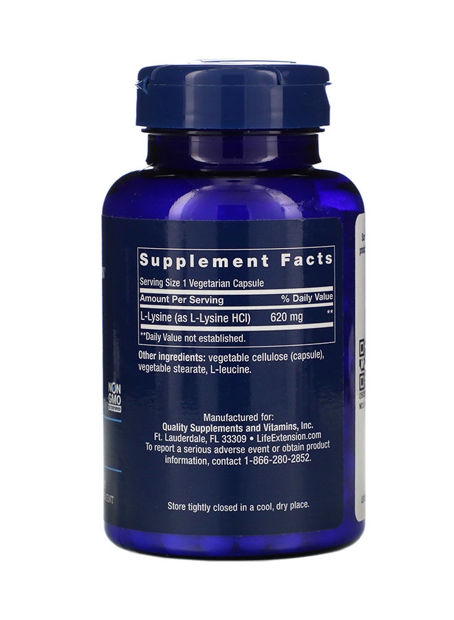 لايف إكستنشن مجموعة مكمل غذائي بالحمض الأميني الأساسي إل-لايسين بتركيز 620 مجم من 100 كبسولة نباتية مكونة من  مكونة من قطعتين - Image 2