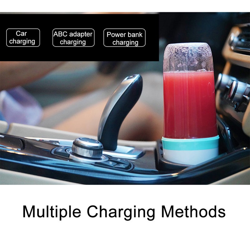 عصارة صغيرة قابلة للشحن بمنفذ USB بسعة 350 مل مع 4 شفرات HL83-LU أصفر/ابيض - Image 3