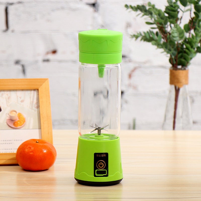 380ml USB Rechargeable Juicer With 6 Blade HL93-LU Green - Image 5