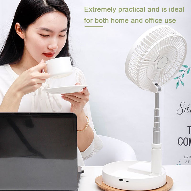Generic Telescopic USB Floor/Desk Fan With Rechargeable Battery HL175-LU Pink  - Image 5