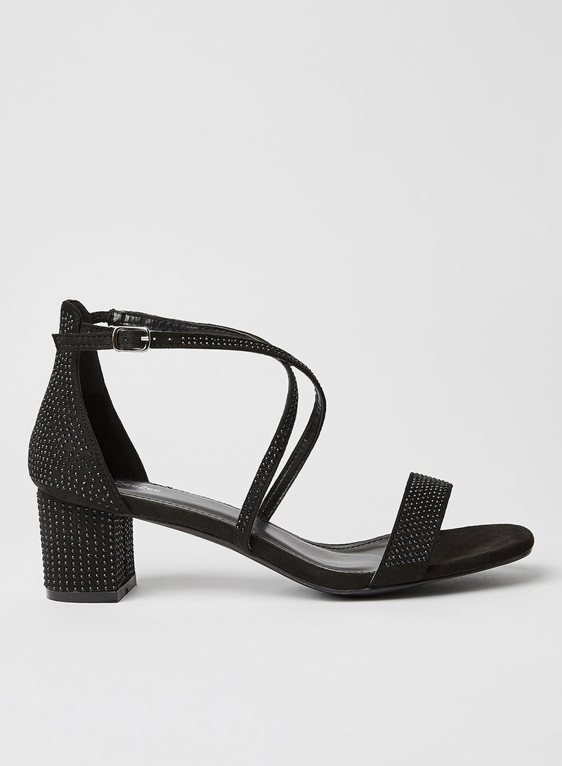 ديزي صندل رسمي مزين بفصوص ذو مقاس مريح أسود - Image 1