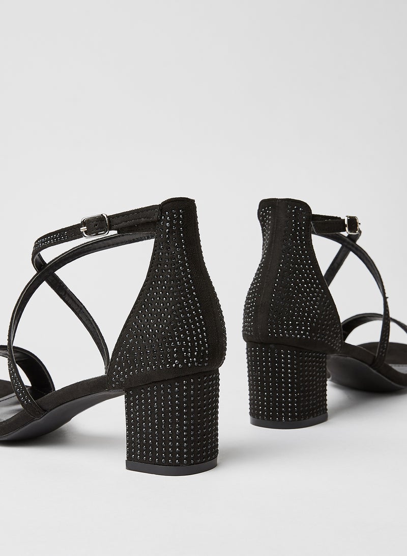 ديزي صندل رسمي مزين بفصوص ذو مقاس مريح أسود - Image 3
