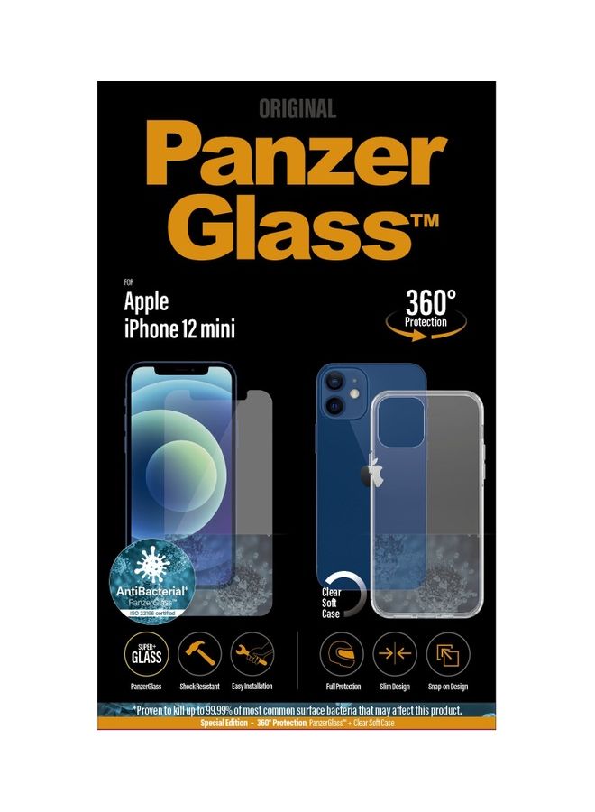 بانزرجلاس غطاء حماية واقٍ لهاتف 12 ميني مع لاصقة حماية للشاشة شفاف - Image 2