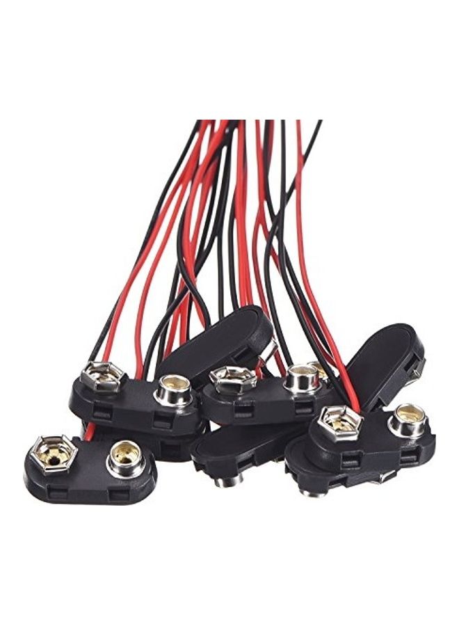 BBTO 10 Pack T Type 9 V Battery Clip Connector Long Cable Connection Hard Shell Black Red Connector (T Type) Black - Image 3