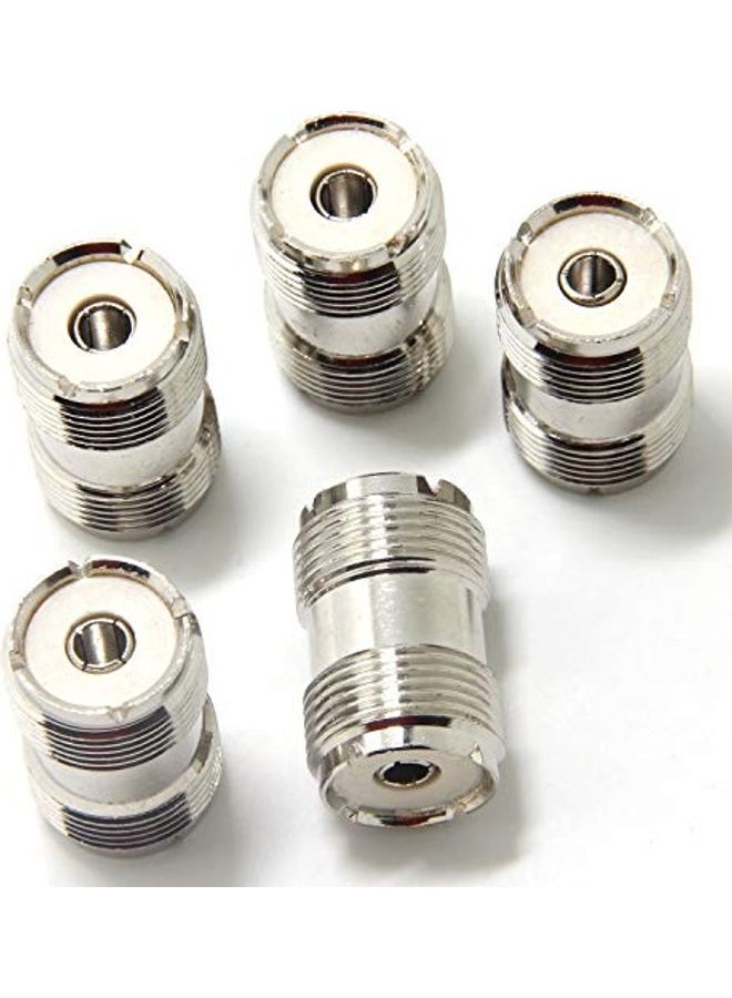 انكابل 5 حزم من مواصل المحول المحورية من UHF PL-259 أنثى إلى UHF PL-259 أنثى لهوائي راديو CB HAM فضي - Image 1