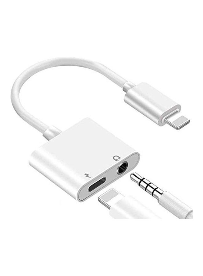 DesofIcon - [Apple MFi Certified] for iPhone Adapter & Splitter, 2 in 1 Lightning to 3.5mm Headphone Jack Audio + Charge Cable Compatible with iPhone 11/11 Pro/XS/XR/X 8 7/iPad, Support Sync Data + Music Control White - Image 1