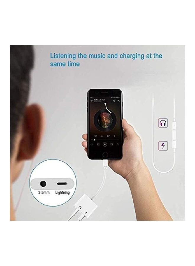 DesofIcon - [Apple MFi Certified] for iPhone Adapter & Splitter, 2 in 1 Lightning to 3.5mm Headphone Jack Audio + Charge Cable Compatible with iPhone 11/11 Pro/XS/XR/X 8 7/iPad, Support Sync Data + Music Control White - Image 1