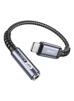 Lightning to 3.5mm Female Headphone Jack Adapter, JSAUX [Apple MFi Certified] Lightning to Audio Jack Converter Compatible with iPhone 12 Mini/12 Pro/11/11 Pro/11 Pro Max/SE/X XR XS Max 8 7-Grey Grey
