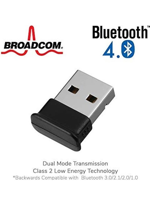 Bluetooth 4.0 Broadcom Chip Dongle Adapter, Ultra-Mini USB Transmitter Receiver with LED, Support Windows 10, 8, 7, Plug and Play Blue