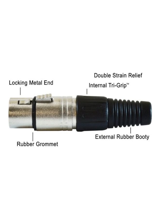 GLS Audio XLR Female Plugs Connectors XLR-F Plug - 20 Pack Silver/Black - Image 2